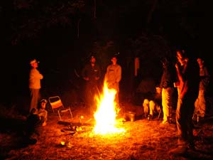 Last-night camp-fire