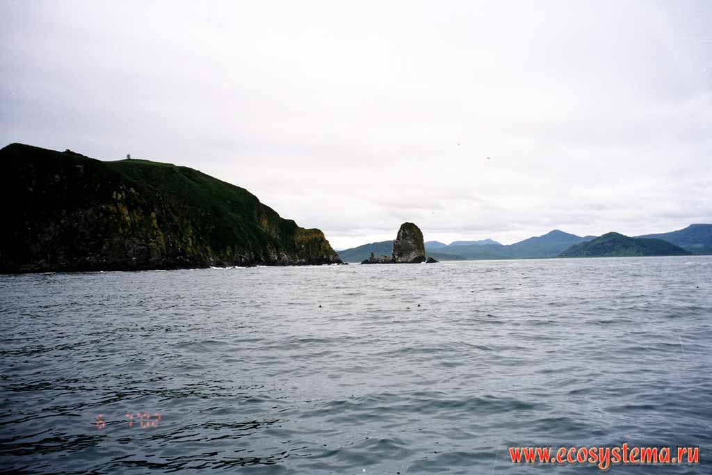 Avachinskaya Bay. Thunderbolt - basalt outlier in the distance